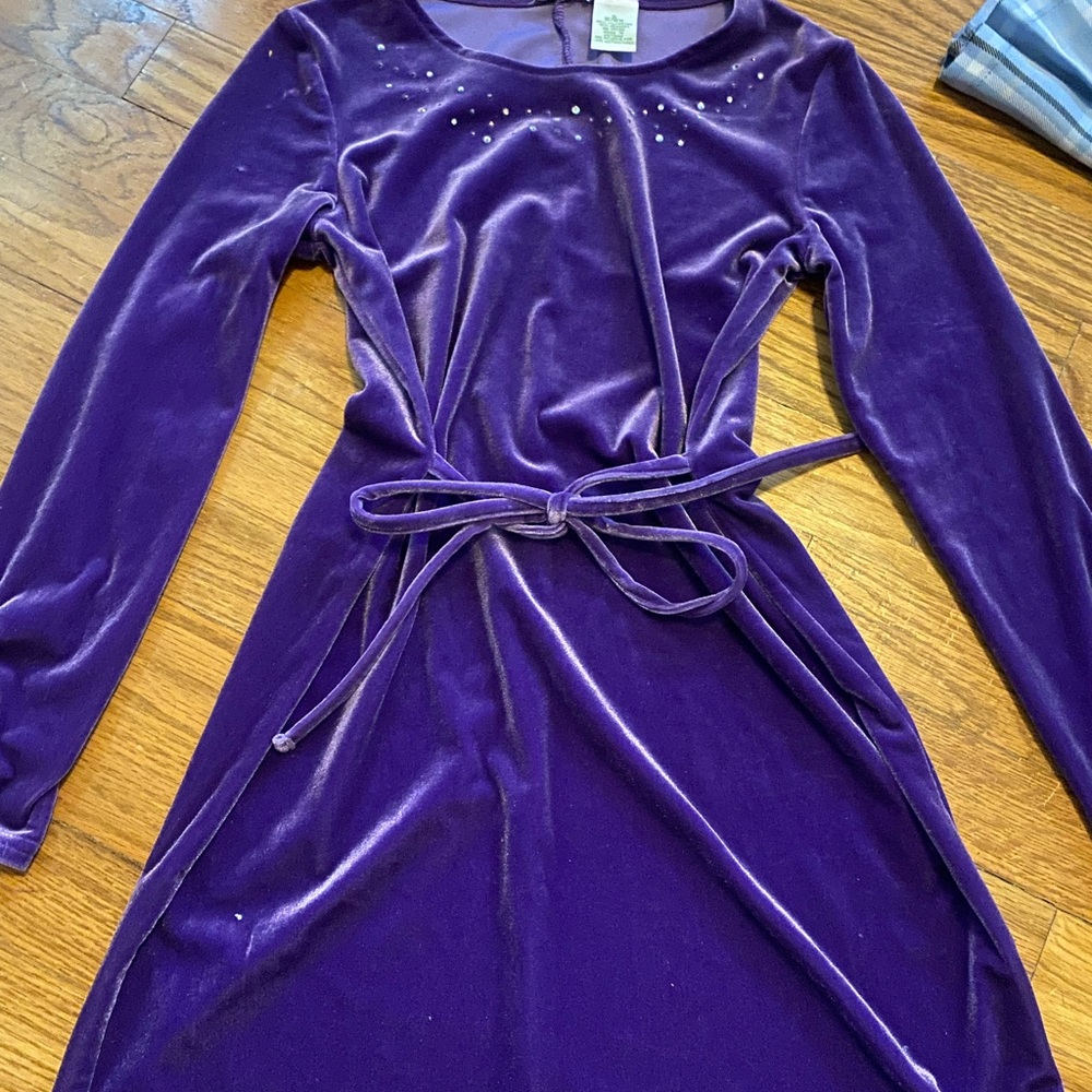 90s purple rhinestone velvet dress